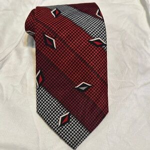 Pierre Balmain Red and Gray Patterned Tie